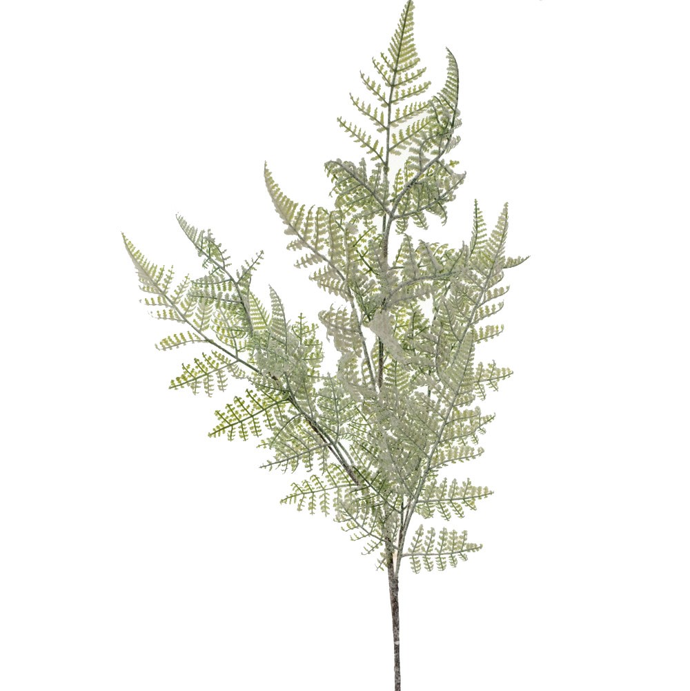 80cm flocked snowy fern spray 12 leaves LY203075
